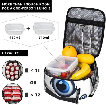 Злые глаза узор изолированные обед мешок для мужчин женщин водонепроницаемый обед сумка многоразовый мешок охладителя обеда для офиса пикник путешествия 2