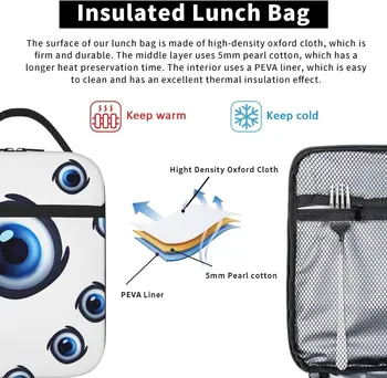 Злые глаза узор изолированные обед мешок для мужчин женщин водонепроницаемый обед сумка многоразовый мешок охладителя обеда для офиса пикник путешествия 3