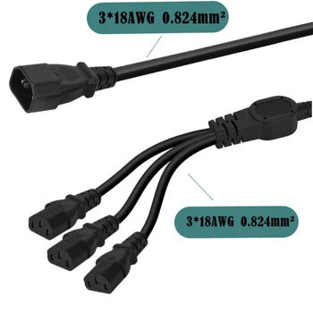 0,5 м 3-контактный Штекер IEC320-C14 к Нескольким Штекерным Адаптерам C13, Y-Образный Разветвитель, Кабельная линия Преобразователя питания, Черный 5