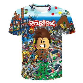 2023 Roblox Детская футболка Для мальчиков Игровая Спортивная футболка Детский мультяшный топ с коротким рукавом 3D печать Повседневная уличная одежда Harajuku