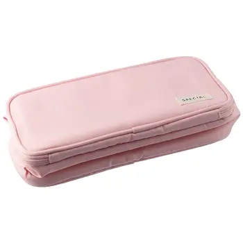 Сумка для ручек из лавсана, новая розовая двухслойная коробка для ручек, сумка для канцелярских принадлежностей, офисная сумка