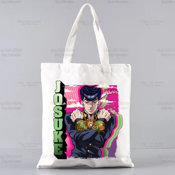 Холщовая сумка-тоут Jotaro Star, повседневные школьные сумки из японского аниме Jojo Bizarre Adventure, многоразовая женская сумка для покупок 1