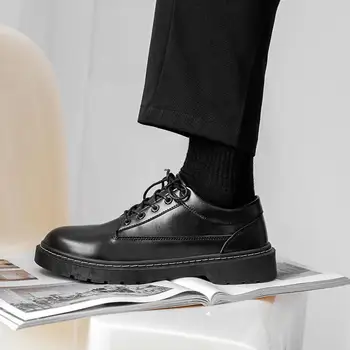 Повседневная Кожаная Обувь для Мужчин; Новинка 2023 года; Осенняя Мужская Обувь в Британском Стиле; Деловая Мужская Обувь Из Мягкой Кожи; Dr. Boots с низким берцем 0