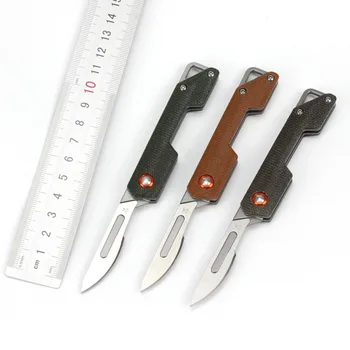 Сменные лезвия из углеродистой стали, складной карманный нож для выживания в походе, мини-скальпель для мультирезьбы, Keychian Linen