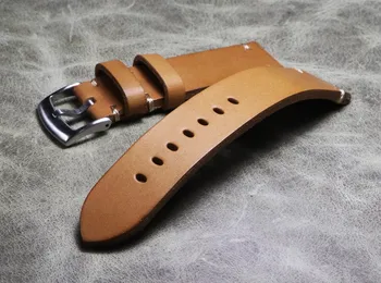 Подходит для ремешка для часов премиум-класса 18 19 20 22 мм, мягкого кожаного ремешка для часов, кожаных мягких мужских браслетов коричневого цвета ручной работы