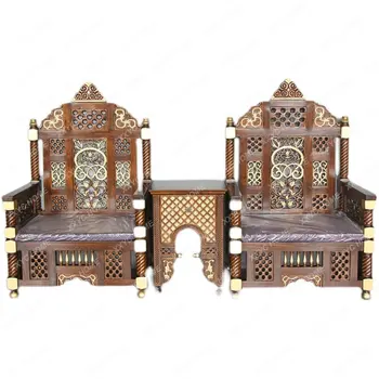 Юго-Восточная Азия Тайская Золотая мебель Стул из массива дерева в Марокканском стиле King Chair