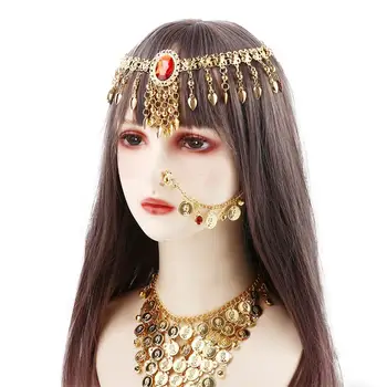 Богемное ожерелье с цепочкой на голову, бусины, Костюмы для Индийского танца Живота, Бриллиантовая лента для волос, аксессуары для головы, аксессуары для выступлений