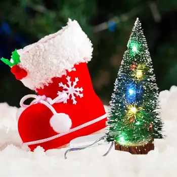 3 шт. Мини-Рождественская елка со светодиодной подсветкой, украшение для рабочего стола, Рождественское украшение для дома, Елка для спальни, Книжная полка, Детская комната 1