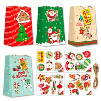 12 комплектов Рождественский пакет для конфет подарочная коробка Санта-Клаус Рождественская елка маленькая подарочная коробка с ручной комбинацией подарочных бумажных коробок 0