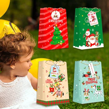 12 комплектов Рождественский пакет для конфет подарочная коробка Санта-Клаус Рождественская елка маленькая подарочная коробка с ручной комбинацией подарочных бумажных коробок 1