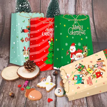 12 комплектов Рождественский пакет для конфет подарочная коробка Санта-Клаус Рождественская елка маленькая подарочная коробка с ручной комбинацией подарочных бумажных коробок 2
