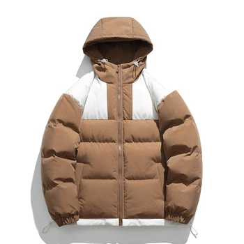 Куртки Bubble, зимние однотонные Толстые уличные Ветрозащитные хлопковые мужские пуховики с подкладкой и логотипом на заказ 2