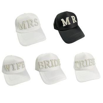 Бейсбольная кепка для девичника с жемчужными буквами, шляпа жениха и невесты, головной убор