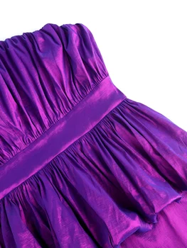 Блестящий женский топ-труба, Фиолетовое Длинное Вечернее платье, сексуальное платье без бретелек, Складки, Оборки, Облегающее платье с разрезом, Африканские женские Коктейльные платья для выпускного вечера 5