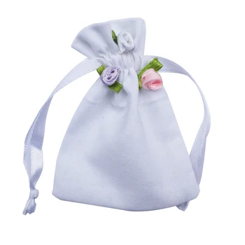 (50 шт. /лот) Свадебные сумки на шнурке из розового 100% хлопка, переработанный хлопковый мешочек для ювелирных изделий, индивидуальный размер логотипа 4