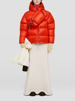 осенне-зимняя женская куртка на белом утином пуху, теплая утолщенная куртка с капюшоном и длинными рукавами, корейская мода 2023, женское пальто для защиты от холода