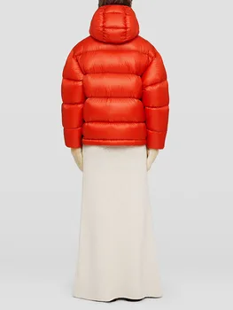 осенне-зимняя женская куртка на белом утином пуху, теплая утолщенная куртка с капюшоном и длинными рукавами, корейская мода 2023, женское пальто для защиты от холода 1