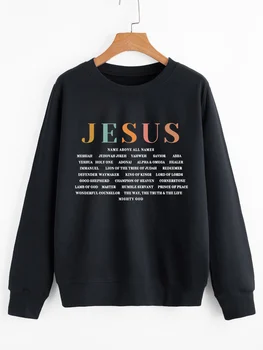 Женская толстовка Faith с буквенным принтом Иисуса, христианские пуловеры, свитшоты, женские модные толстовки, повседневные винтажные топы, уличная одежда