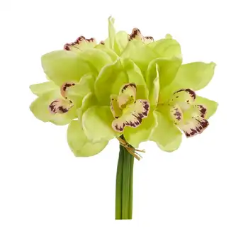 Набор искусственных цветов орхидеи цимбидиум (набор из 6 штук), зеленый