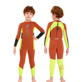 Цельный теплый водолазный костюм с длинным рукавом, детский гидрокостюм из неопрена 2,5 мм для мальчиков для подводного плавания, купальники для серфинга 3