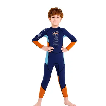 Цельный теплый водолазный костюм с длинным рукавом, детский гидрокостюм из неопрена 2,5 мм для мальчиков для подводного плавания, купальники для серфинга 4