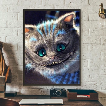 Алмазная живопись 5D Disney Чеширский кот Алмазная вышивка Полная круглая/квадратная дрель Мультяшное животное Стразы Изображение домашнего декора 1