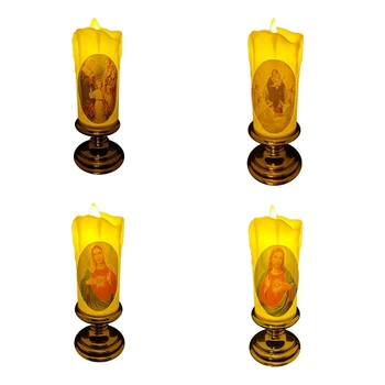 Электронный Беспламенный Светильник Virgin Christ LED Wax Tealight Преданная Молитвенная Лампа Религиозное Украшение