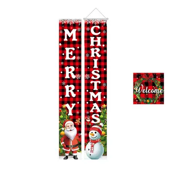 Баннер с Рождеством, Снеговики, Санта, висящие снаружи, Рождественские украшения для дверей на крыльце, декор для вечеринок 5