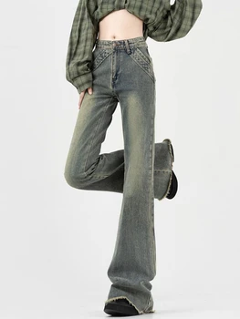 Расклешенные джинсы, женские винтажные джинсы с низкой талией, сексуальные девушки в американском стиле, отбеленная мода, подтягивающая ягодицы, уличная одежда в полный рост, шикарная индивидуальность 3