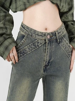 Расклешенные джинсы, женские винтажные джинсы с низкой талией, сексуальные девушки в американском стиле, отбеленная мода, подтягивающая ягодицы, уличная одежда в полный рост, шикарная индивидуальность 5