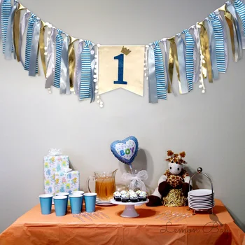 Гирлянда из одной буквы на стульчике для кормления Розово-голубой баннер для первого дня рождения мальчика или девочки от 1 года, украшение для детского душа 1