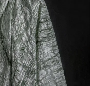 Зеленая и белая водная капля в форме тыквы с неровной текстурой, окрашивающая чистый хлопок модная дизайнерская ткань 2