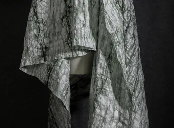 Зеленая и белая водная капля в форме тыквы с неровной текстурой, окрашивающая чистый хлопок модная дизайнерская ткань 3