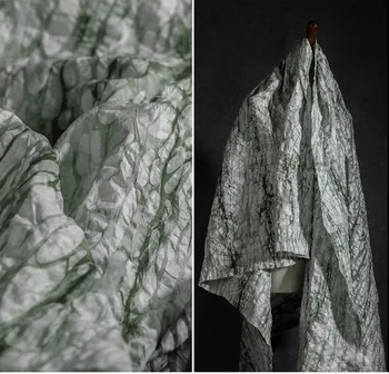 Зеленая и белая водная капля в форме тыквы с неровной текстурой, окрашивающая чистый хлопок модная дизайнерская ткань 5