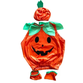 Новый комбинезон без рукавов для малышей, Оранжевый Детский Костюм на Хэллоуин, наряд в виде тыквы на 2023 год 0