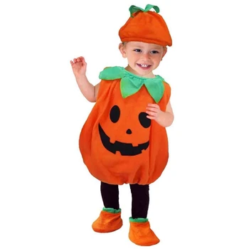 Новый комбинезон без рукавов для малышей, Оранжевый Детский Костюм на Хэллоуин, наряд в виде тыквы на 2023 год 1