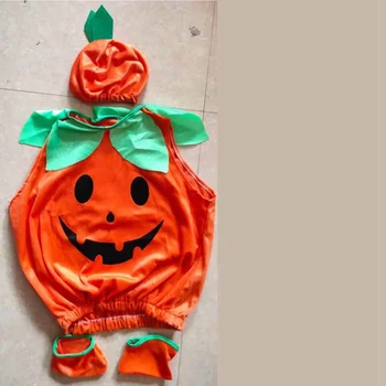 Новый комбинезон без рукавов для малышей, Оранжевый Детский Костюм на Хэллоуин, наряд в виде тыквы на 2023 год 2