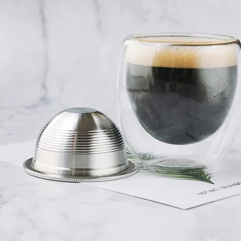 Кофейные капсулы многоразового использования из нержавеющей стали Серебристого цвета, совместимые с Nespresso Vertuoplus 4