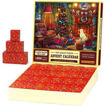 Рождественский пазл-адвент-календарь 2023 года - 24 детали, 1008 пазлов, обратный отсчет до Рождества, рождественские подарки для детей