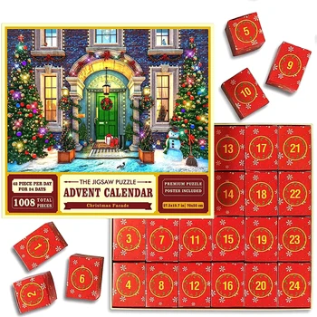 Рождественский пазл-адвент-календарь 2023 года - 24 детали, 1008 пазлов, обратный отсчет до Рождества, рождественские подарки для детей 3