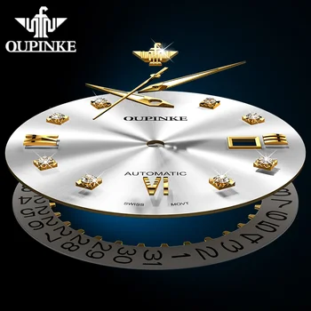 OUPINKE Оригинальные Мужские Швейцарские Автоматические Механические часы с Золотым Бриллиантом, Водонепроницаемое Сапфировое Зеркало, Роскошные Брендовые Мужские часы 3