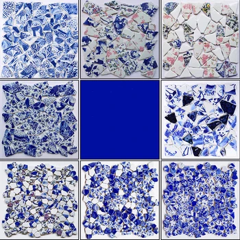 100 г Керамической мозаики Синие неправильные фрагменты Изготовление мозаики своими руками для рукоделия, Творческого Хобби, домашнего декора стен