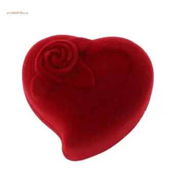 Хранение Подарка Ювелирных Изделий Коробки Двойного Кольца Розы Формы Сердца для свадьбы