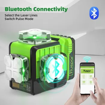 Лазерный Уровень Huepar Самовыравнивающийся 3x360 ° Bluetooth outdoor Line Laser 3D Зеленый Луч Трехплоскостный Лазерный Инструмент Для Выравнивания 1