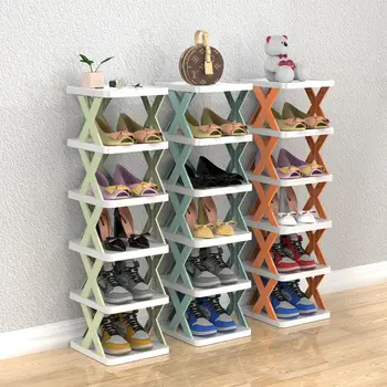 Пластиковая многослойная Простая стойка для обуви, прихожая в гостиную, Компактный Органайзер для обуви, Полка для хранения домашней мебели, шкаф для обуви