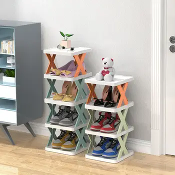 Пластиковая многослойная Простая стойка для обуви, прихожая в гостиную, Компактный Органайзер для обуви, Полка для хранения домашней мебели, шкаф для обуви 1