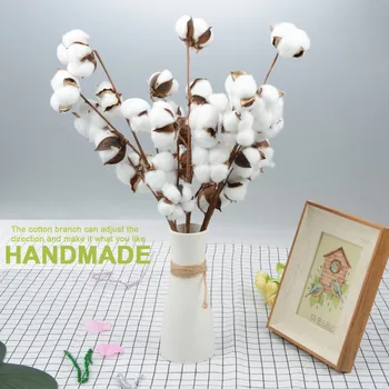 Сушеный хлопок + пластиковый стебель, цветочная ветка, искусственные растения хлопка, цветок, сделанный своими руками для украшения дома, свадебной вечеринки, Венок
