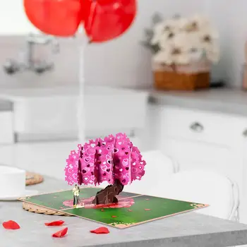 Открытки на День Святого Валентина, Всплывающая Открытка Love Peach Blossom Tree, 3D Праздничная Поздравительная Открытка для подарка Мужчине и Женщине, 11.81inchx7.87inch 2
