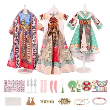 Набор для создания Дизайна платья DIY Hanfu Fashion Design Kit Красочный Игровой Набор Для Подарков На День Рождения Безопасный Набор для Дизайна Одежды