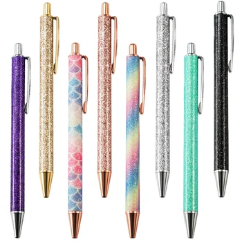 Шариковые ручки, металлический пресс, выдвижной, гладкий, золотисто-розовый, для девочек, Прочные офисные школьные принадлежности, канцелярская ручка для письма